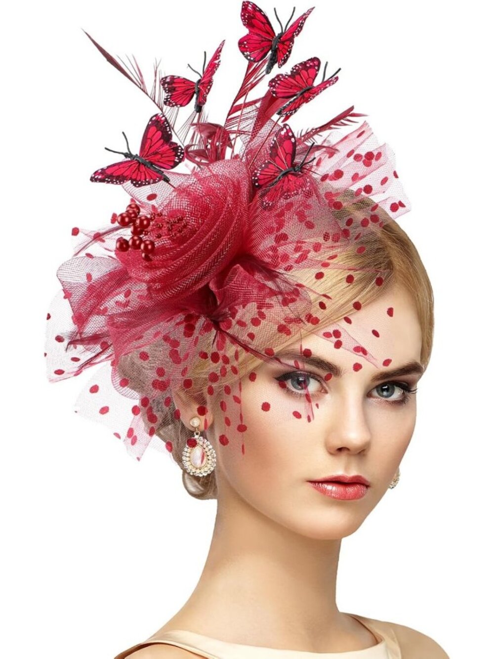 Elegant Butterfly Derby Hat - Classic Tea Party Fascinator with Hair Clip